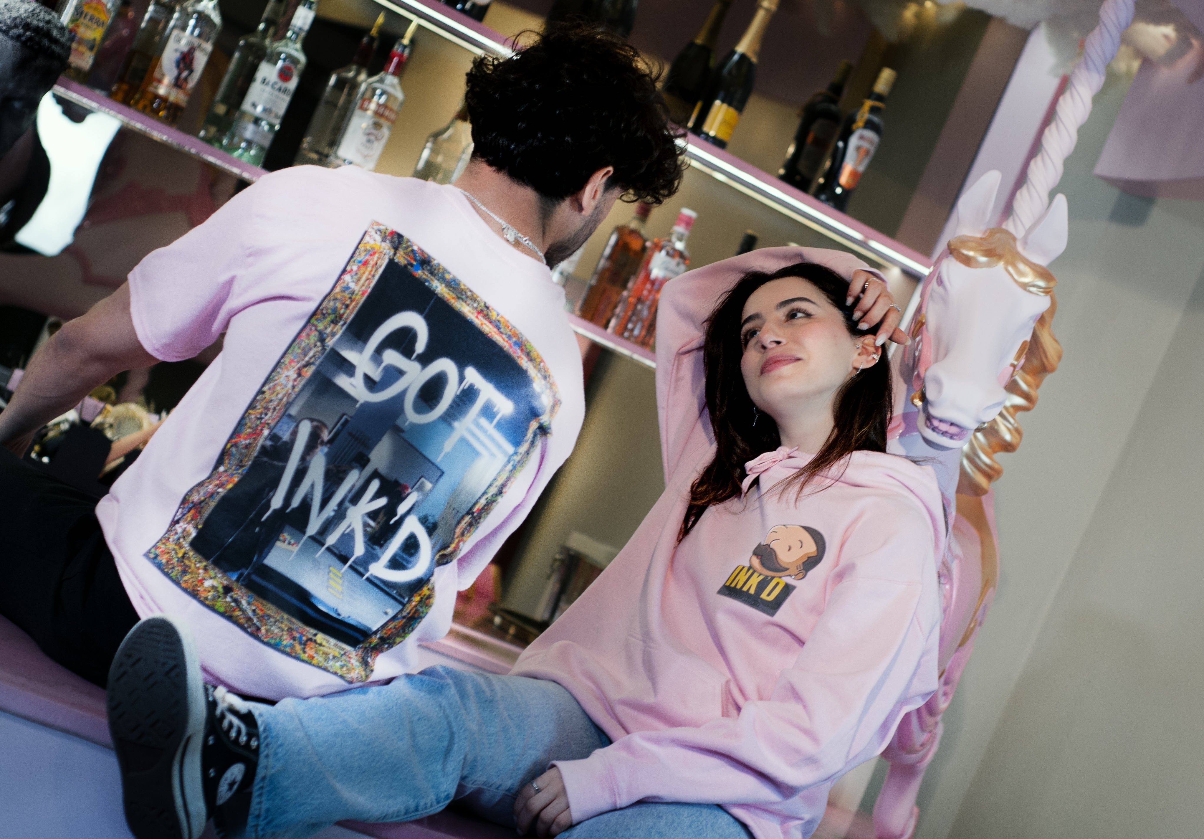 INK'D Oversized Pink Hoodie