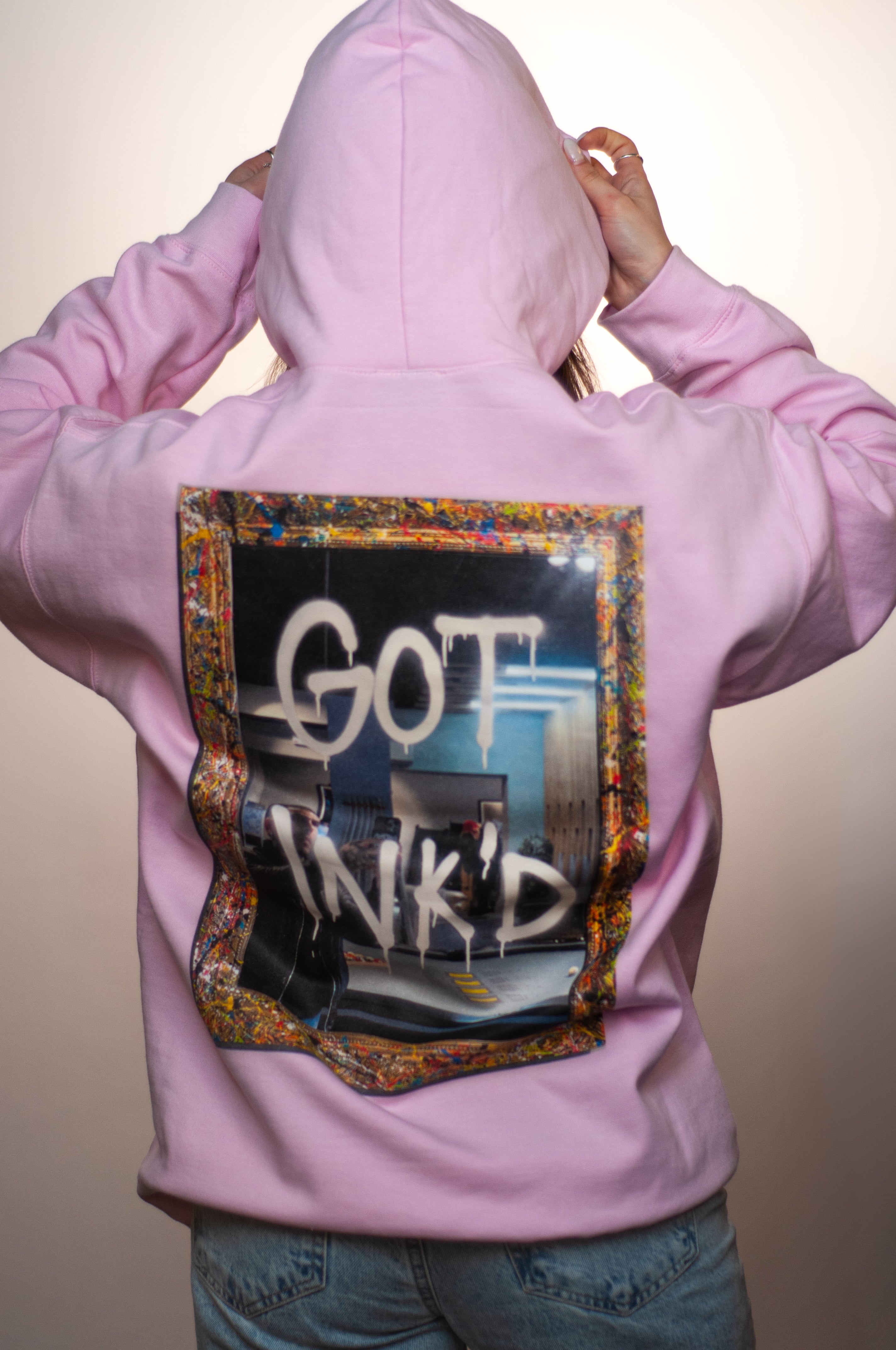 INK'D Oversized Pink Hoodie