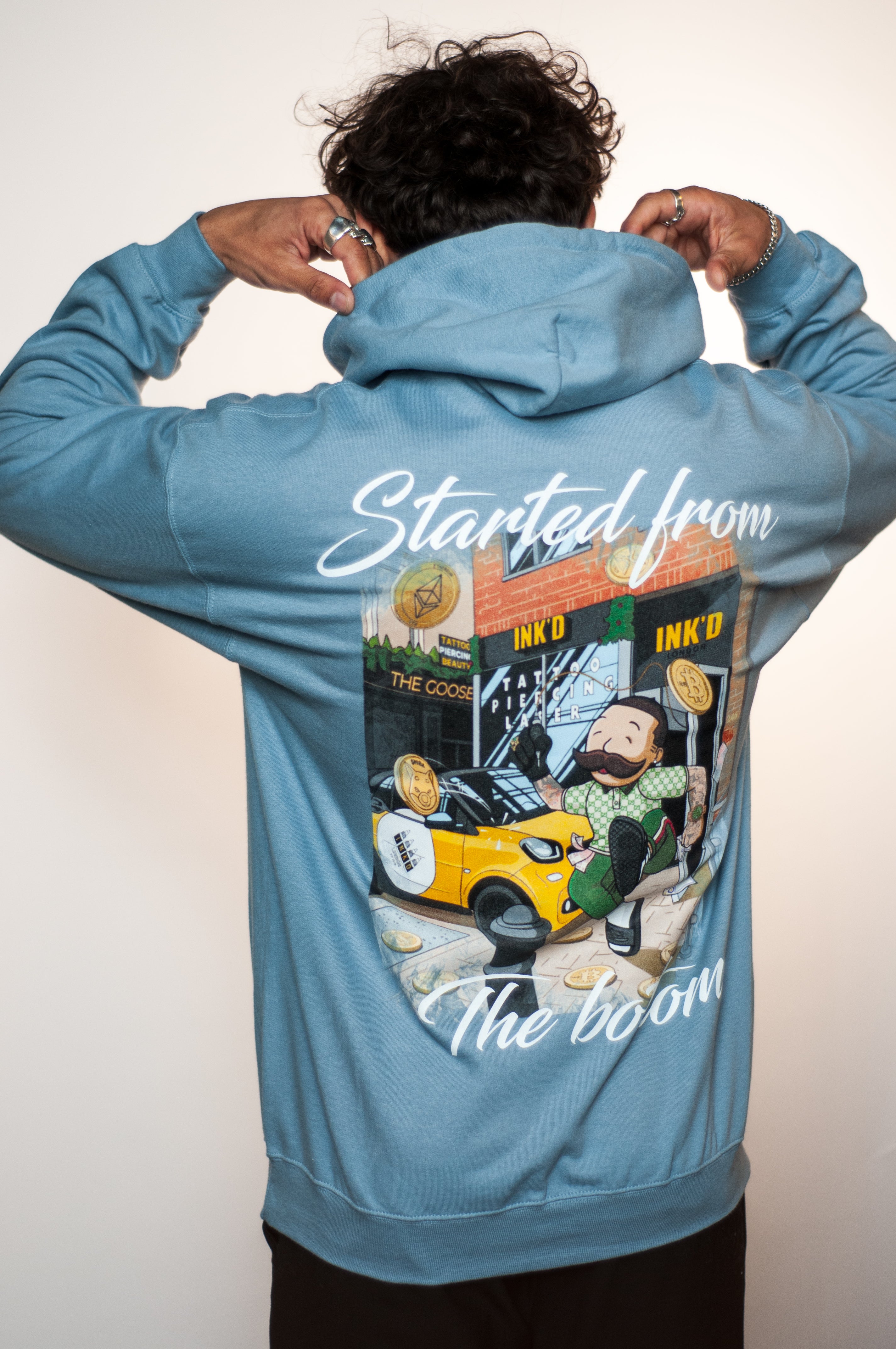 INK'D Oversized Blue Hoodie