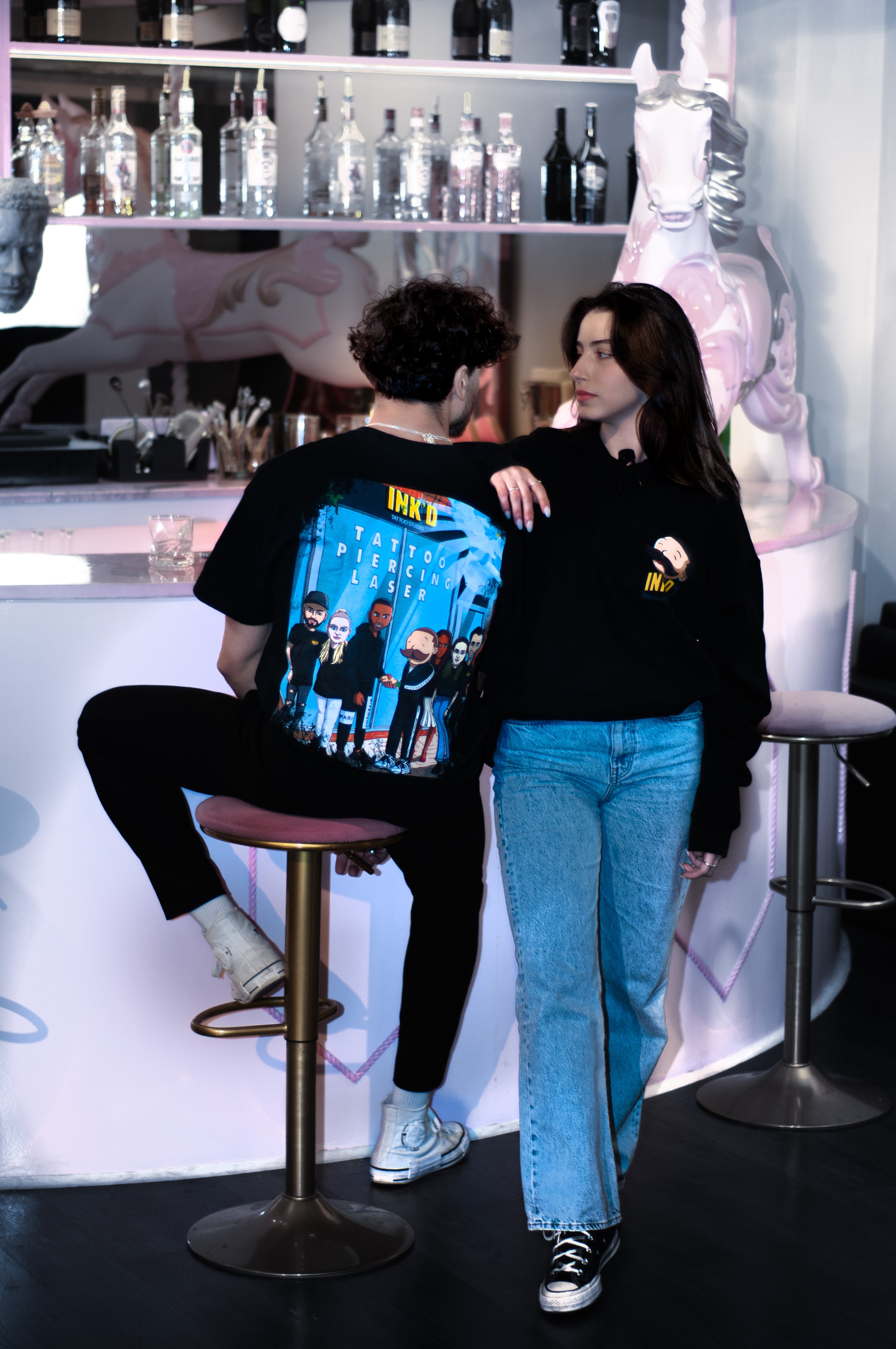 INK'D Oversized Black Hoodie